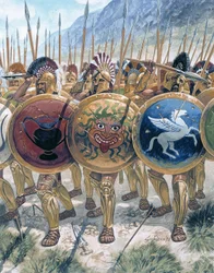 La antigua Grecia: el avance de los hoplitas - La antigua Grecia: los hoplitas griegos - Ilustración de Giuseppe Rava