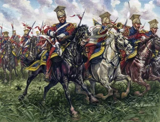 Primer Imperio: los Lanceros Rojos o Regimiento de Lanceros a Caballo de la Guardia Imperial durante la batalla de Waterloo el 18/06/1815 - Primer Imperio: el 2º regimiento de lanceros de caballería ligera de la Guardia Imperial (Lanceros Rojos o Lanceros 