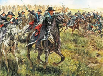 Primera Guerra de Independencia: la carga de los Carabinieri del Armee de Carlos Alberto de Cerdeña (Carlo Alberto di Sardegna