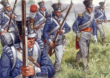 Primer imperio: infantería belga u holandesa hacia 1815 - Primer imperio: infantería belga u holandesa - Ilustración de Giuseppe Rava