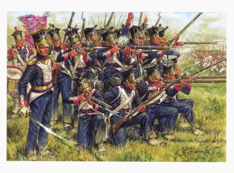 Primer imperio, campaña alemana: Infantería de línea polaca durante la batalla de Leipzig en octubre de 1813 - Primer imperio, campaña alemana: infantería de línea polaca durante la batalla de Leipzig (Batalla de las Naciones), octubre de 1813 - Ilustració