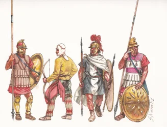 Ejército macedonio phalangitis piquero arquero y persa Mercenario