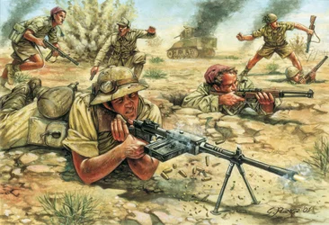 Segunda Guerra Mundial: soldados del ejército italiano (infantería y bersaglieri) en Libia durante la ocupación italiana entre 1934 y 1943 - Segunda Guerra Mundial: los bersaglieri y la infantería italianos durante la ocupación italiana de Libia