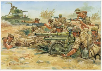 Segunda Guerra Mundial: Soldados de la División Folgore, una unidad de paracaidistas italianos en el norte de África.