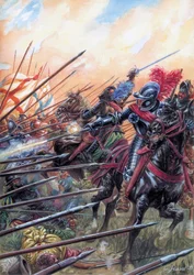Guerras de Religión: La Batalla de Ivry del 14/03/1590 vio la victoria del Ejército Real contra la Liga Católica - La Batalla de Ivry celebrada el 14 de marzo de 1590, durante las Guerras de Religión francesas - Ilustración de Giuseppe Rava