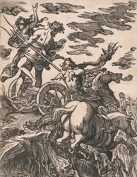 El rapto de Perséfone con Plutón a caballo a la derecha, 1590-1607