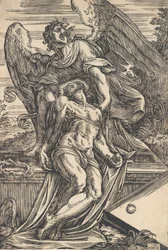 El Cristo muerto sostenido por un ángel