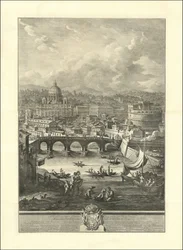 El Prospecto de la Ciudad Leonina, que puede verse con la Basílica Vaticana, el Puente y el Castillo S. Angelo