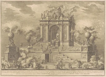 La Prima Macchina para la Chinea de 1767: Un arco triunfal con el Hércules Farnesio, 1767