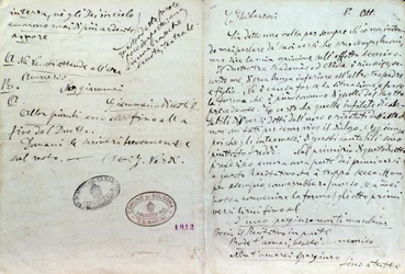 Carta manuscrita de Giuseppe Verdi al autor del libreto de Aida, Antonio Ghislanzoni