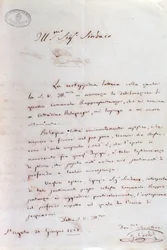 Carta manuscrita de Giuseppe Verdi al alcalde de Bolonia cuando se convirtió en ciudadano honorario, 20 de junio