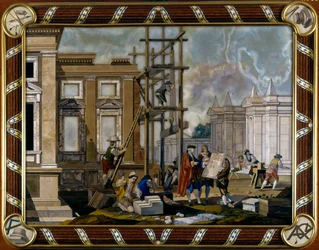 Panel en pietre dure representando Arquitectura