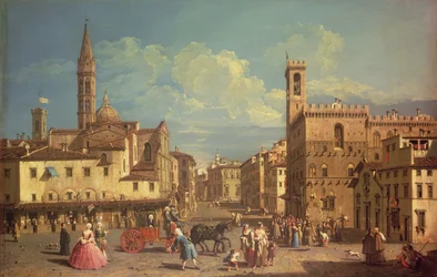 La Badia Fiorentina y el Palazzo Del Podesta en Piazza di San Firenze, c.1754