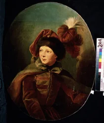 ""Retrato del enano Bi-Bi con uniforme de marido"" (Retrato del enano Bi-Bi) Pintura de Jozef Grassi (1757-1838) Museo de Arte Mikhail Kroshitsky, Sebastopol (Sebastopol) Ucrania