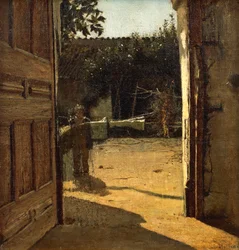 Patio al sol, interior de casa de campo