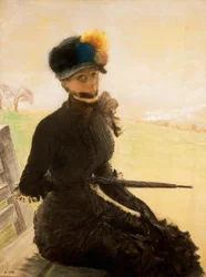 La mujer con pompones