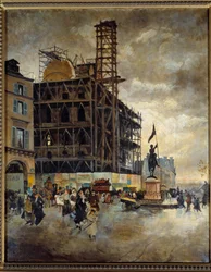 Plaza de las pirámides construcción del pabellón marsan (París) en 1880
