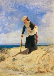 Mujer en la arena, circa 1875, por Giuseppe de Nittis (1846-1884)
