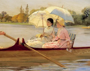 Mujeres en botes en el Támesis