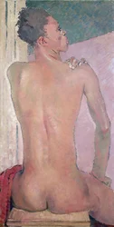 Vista trasera de un hombre negro sentado, 1937