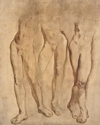 Tres estudios de un desnudo masculino, c. 1923-24 (óleo sobre lienzo)