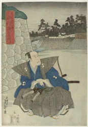 Samurai en la muralla del castillo