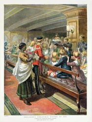 Cena de Navidad para niños en el mar del Número Gráfico de Navidad