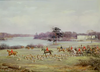 La caza del sur de Cheshire en Combermere Park, 1904
