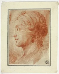 Busto de mujer de perfil a la izquierda