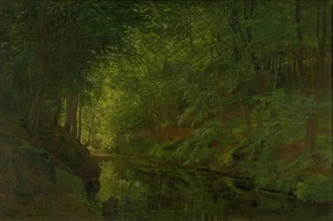 Un arroyo en el bosque de Sæbygaard, Vendsyssel, Jutlandia