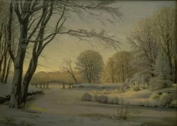 Paisaje invernal con un río congelado