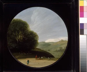 Paisaje con figuras pastoriles, c. 1615 - 1638 (óleo sobre cobre)