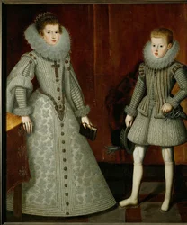 El infante Felipe, más tarde rey Felipe IV de España, y su hermana Ana de Austria (pintura sobre lienzo)