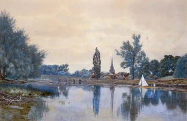 Wallingford desde el río Támesis (acuarela)