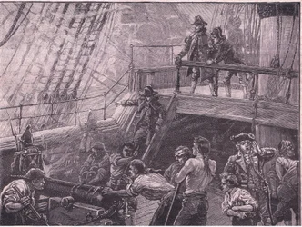 El almirante Rodney bombardeando Le Havre AD 1759