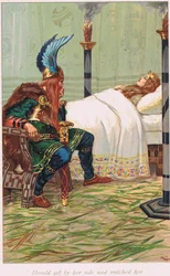 Harald se sentó a su lado y la observó, ilustración de 