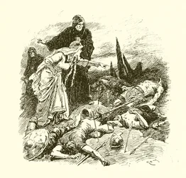 La reina Edith encontrando el cuerpo de Harold después de la Batalla de Hastings