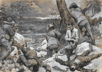 ¿El ataque bóer al campamento de César: Un rincón caliente con los rifles montados de la frontera, 1900?