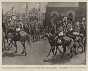 El regreso de las tropas del General Ian Hamilton a Pretoria, el desfile ante Lord Roberts