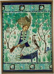 Panel de azulejos de halconero persa, Pilkington