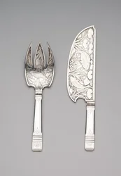Rebanador de pescado y tenedor, c.1870-80