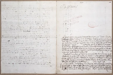 Primera página de una carta escrita por Leibniz sobre su admisión a la Academia de Ciencias en París, 8 de febrero de 1700