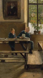 En el orfanato, c.1886 (óleo sobre tabla)