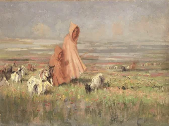 Un rebaño de cabras marroquí (óleo sobre lienzo)