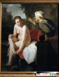 "" Bathsabi ઔ Bain "(Bañando a Betsabé) Pintura de Govart Flink (Hou Govart Flink) (1917-190) Huile sur Toile. Musi National de Toulla, Rousseau.