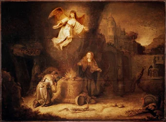 El sacrificio de Manoa. Manoach es el padre de Simson (pintura al óleo)