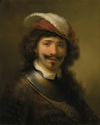 Retrato de un hombre con un gorjal y un sombrero con plumas, 1636