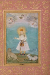 Akbar con león y ternero, c.1630