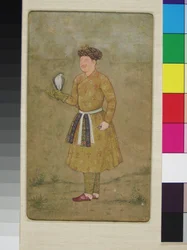 Khan ‘Alam, Halconero del Emperador Mughal Jahangir y su Embajador en Irán, con un Halcón