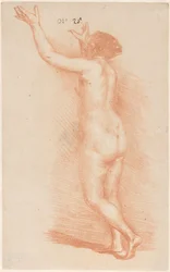 Mujer de pie con los brazos levantados